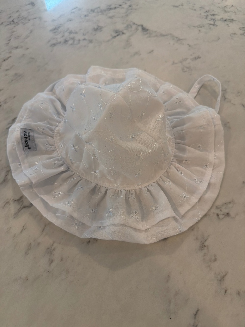 Flap Happy White Eyelet Bonnet or Sun Hat